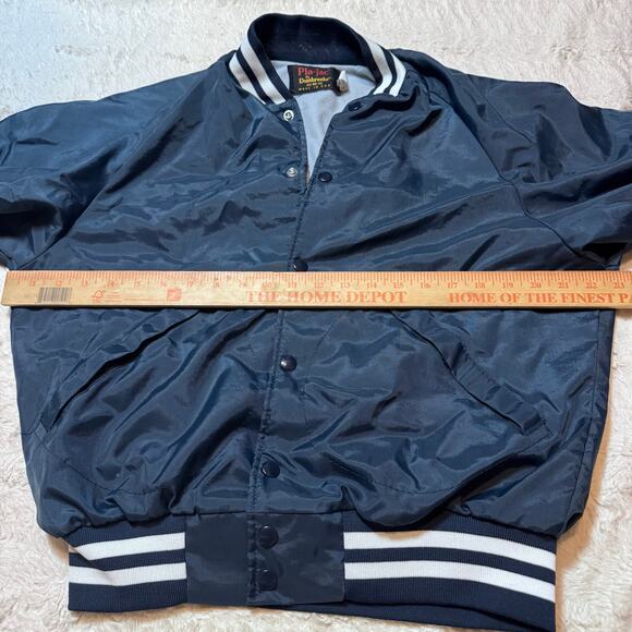 Vintage Pla-Jac Dunbrooke Navy Bomber Jacket | USA Made 70s 80s Varsity 40 M-L - Picture 2 of 5